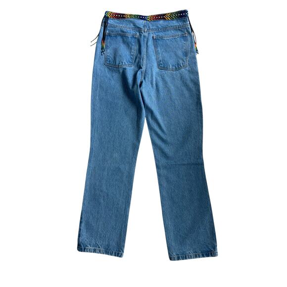 FARM RIO EMBROIDERED BEADED DENIM JEANS NWT SIZE LARGE BOHO RETRO - Picture 7 of 10